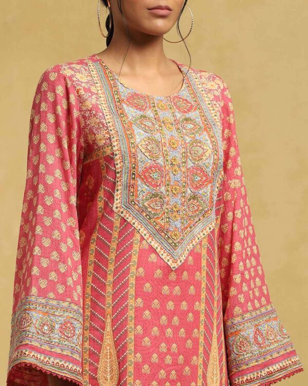 Pakistani Style Pink Straight Cotton Suit - Image 2